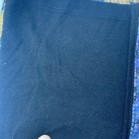 Y2K 00s Sequined Peacock animal Festival Sparkly Iridescent Racerback Tank M/L - Picture 10 of 11